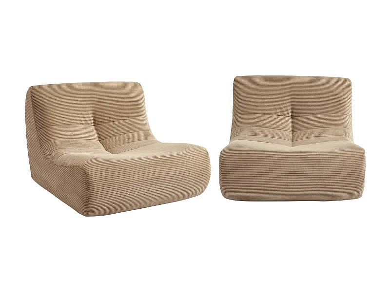 Chauffeuse velours côtelé 2 places taupe L 91 x P 105 x H 72 cm - SOKOL