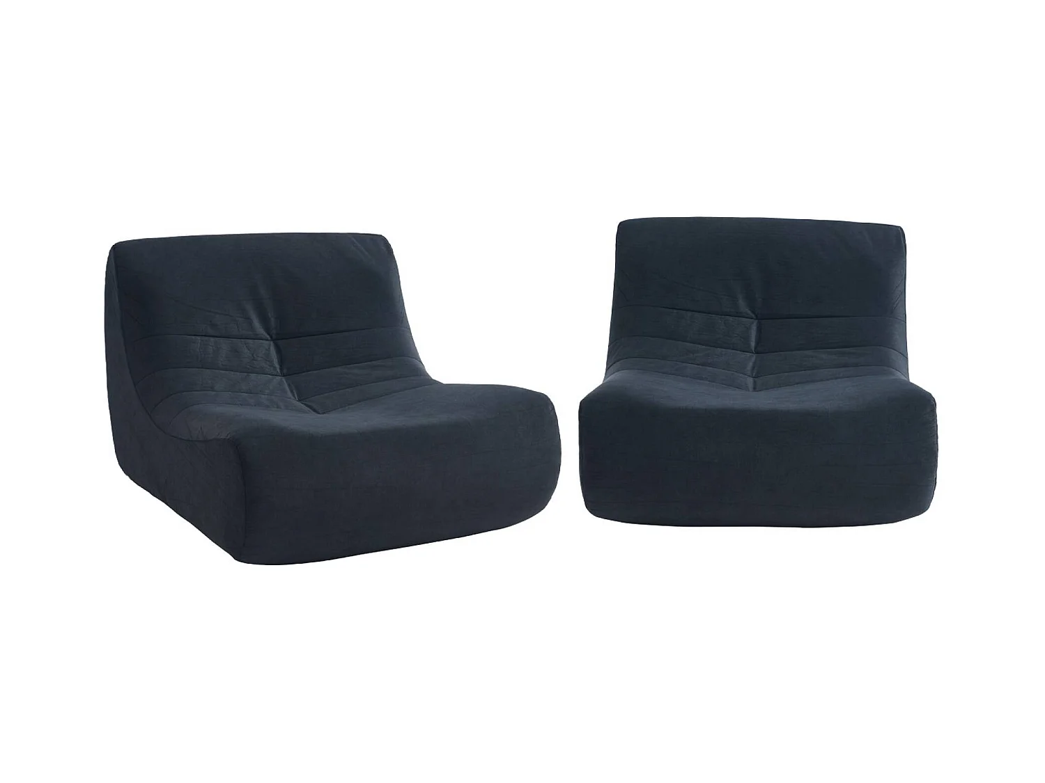 Fauteuil chauffeuse en velours style contemporain 2 places bleu foncé