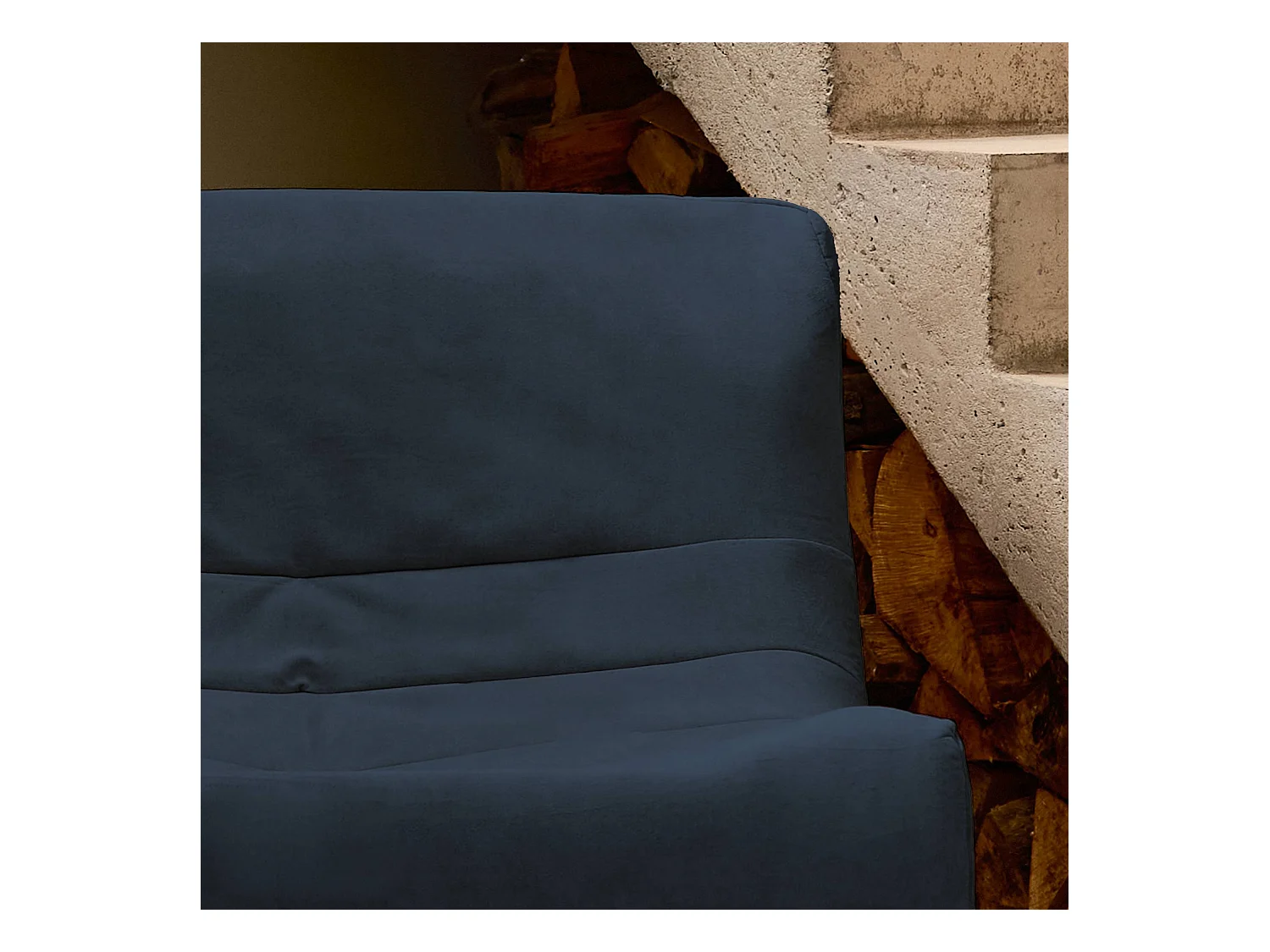 Fauteuil chauffeuse en velours style contemporain 2 places bleu foncé