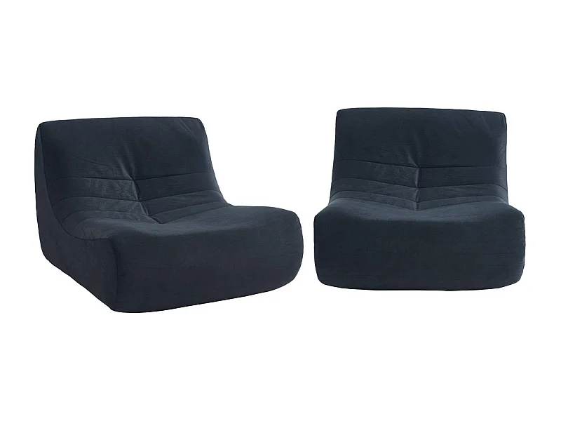 Fauteuil chauffeuse en velours style contemporain 2 places bleu foncé