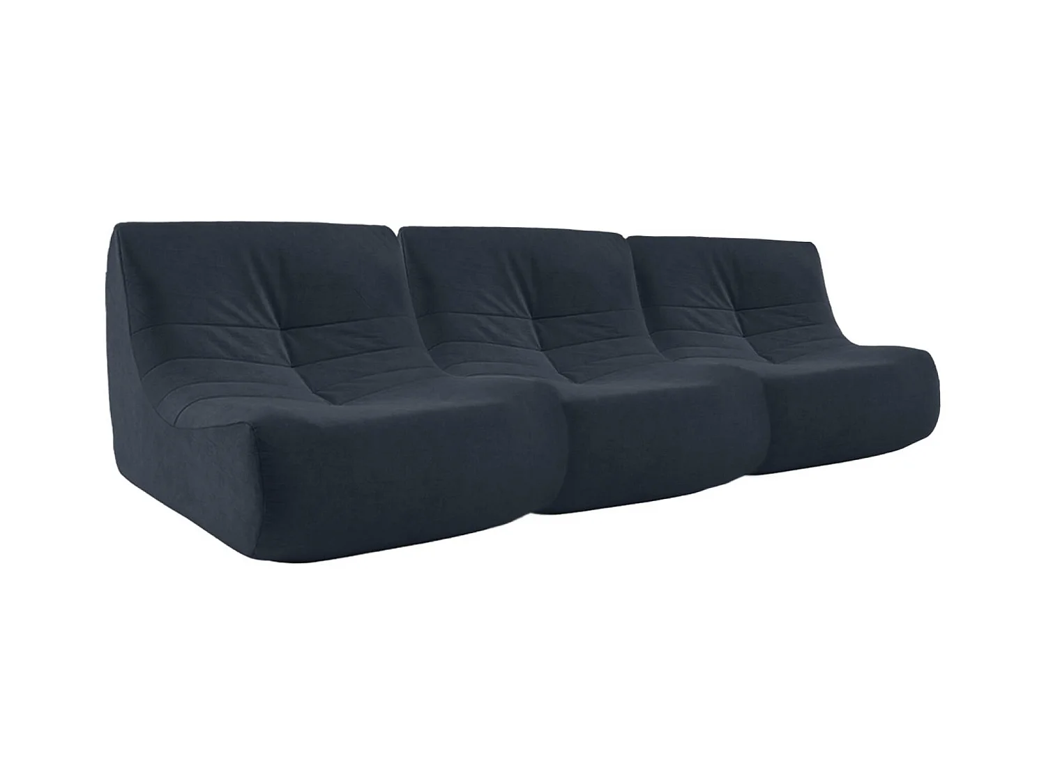 Fauteuil chauffeuse en velours style contemporain 3 places bleu foncé
