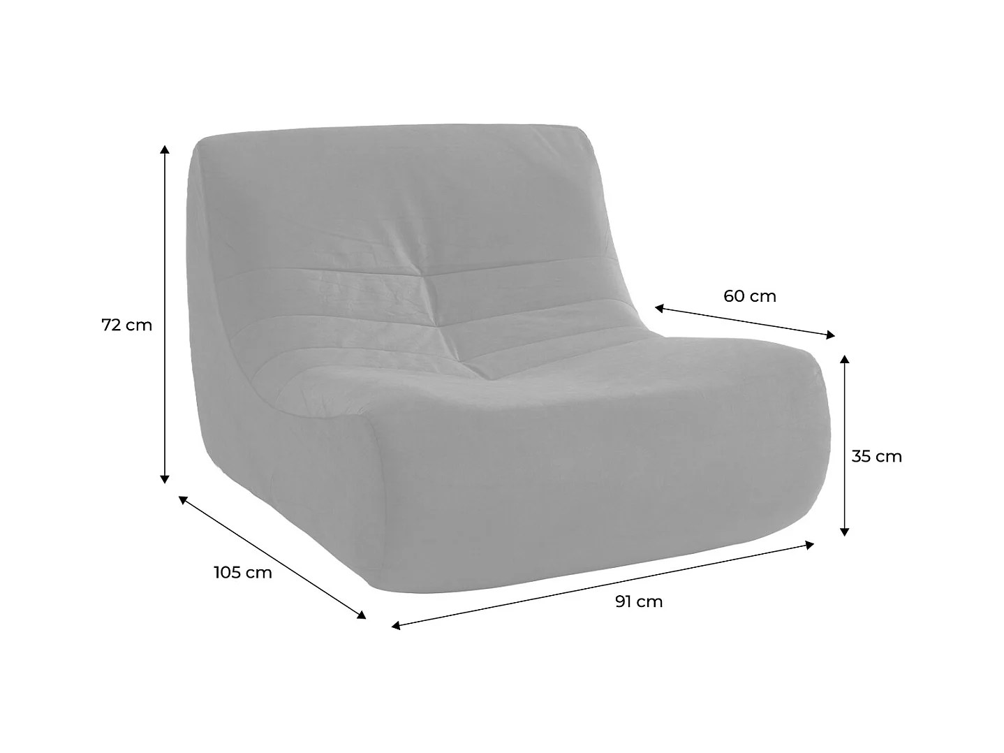 Fauteuil chauffeuse en velours style contemporain 3 places bleu foncé