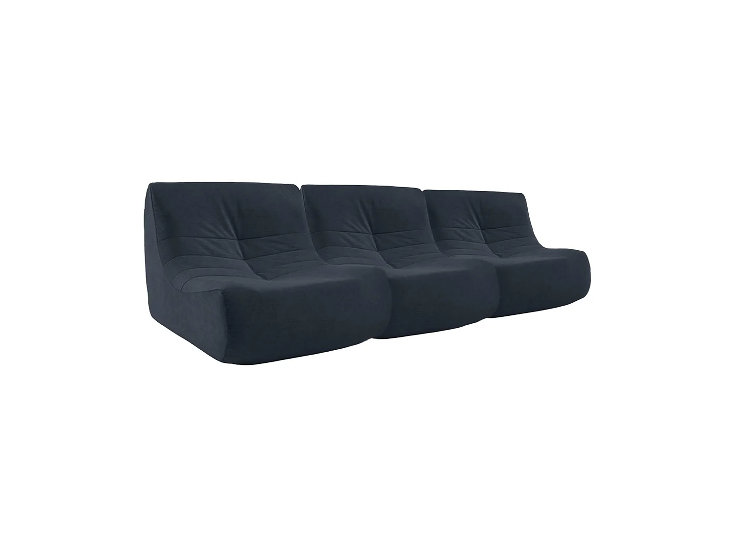 Sofá modular de terciopelo, 3 plazas azul oscuro