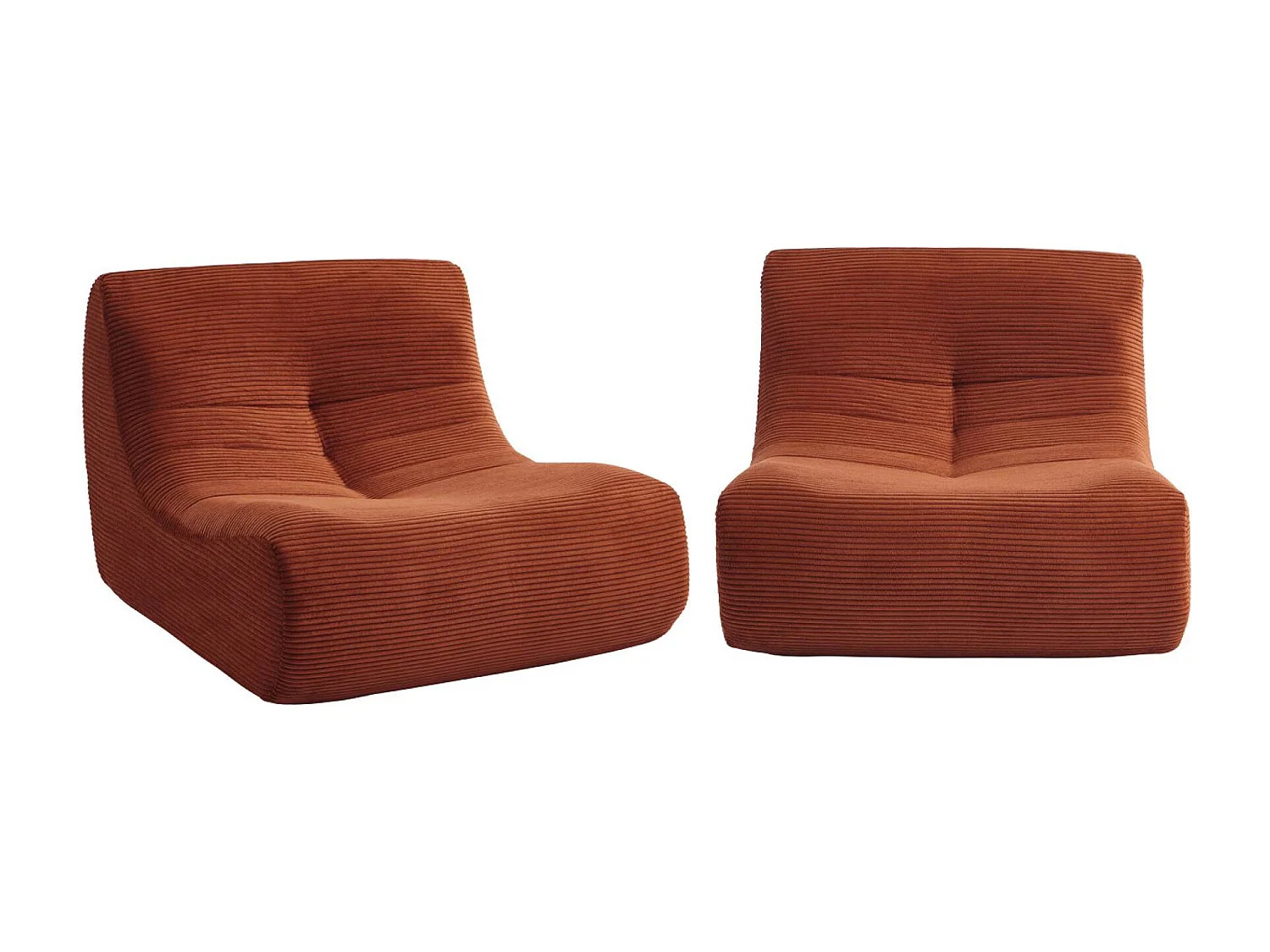 Sofá modular de pana, 2 plazas terracota