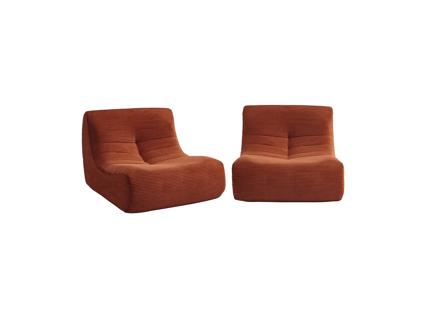 Chauffeuse velours côtelé 2 places terracotta L 91 x P 105 x H 72 cm - SOKOL
