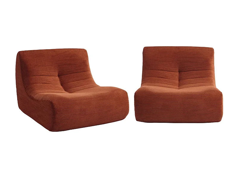 Sofá modular de pana, 2 plazas terracotta