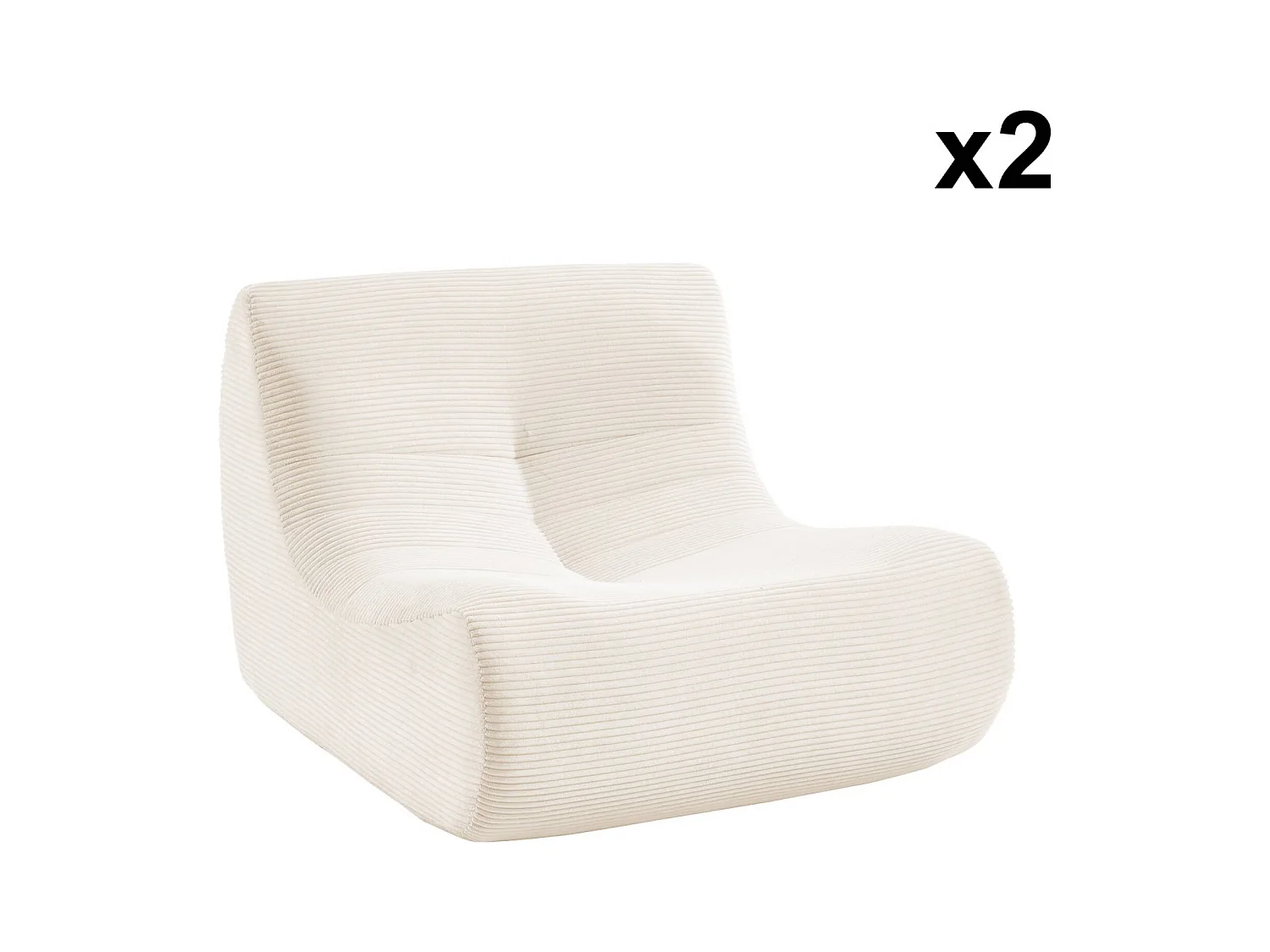 Sofá modular de pana, 2 plazas crema