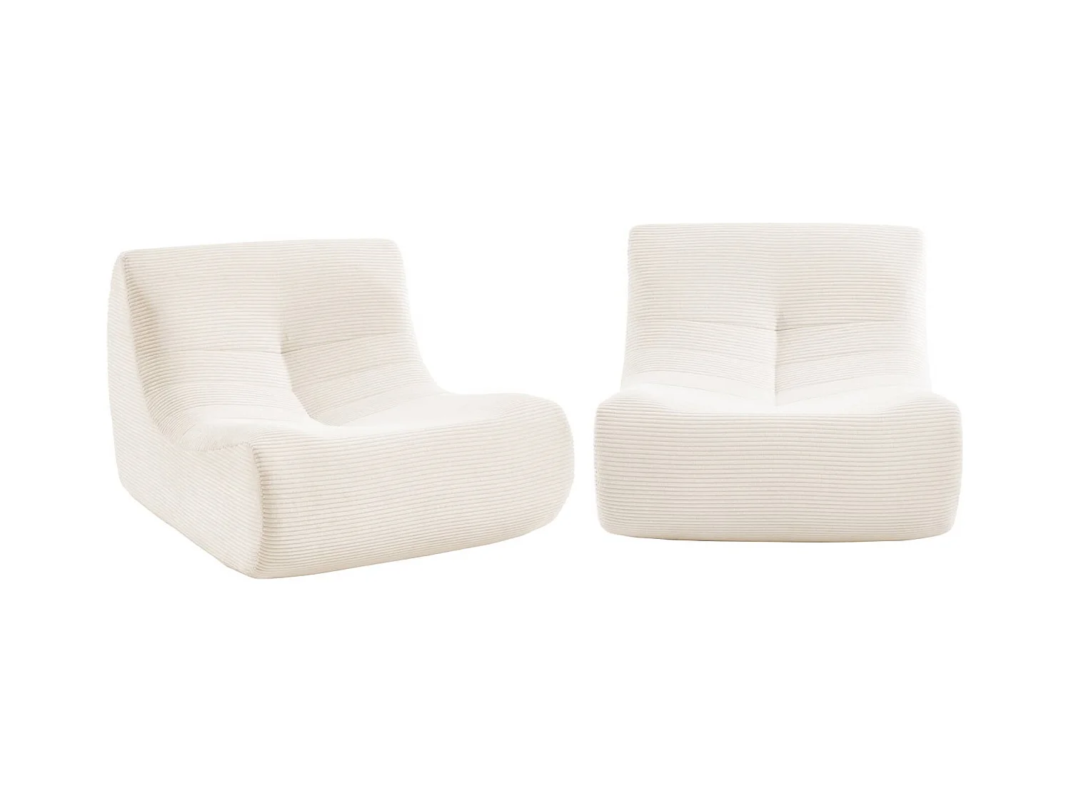 Chauffeuse velours côtelé 2 places crème L 91 x P 105 x H 72 cm - SOKOL