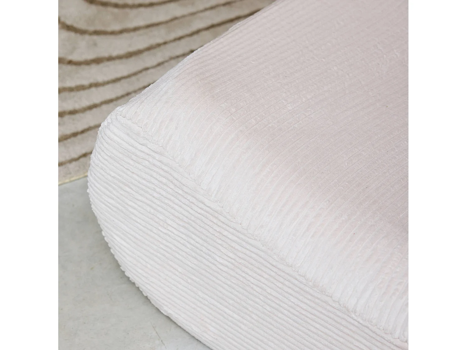 Chauffeuse velours côtelé 2 places crème L 91 x P 105 x H 72 cm - SOKOL