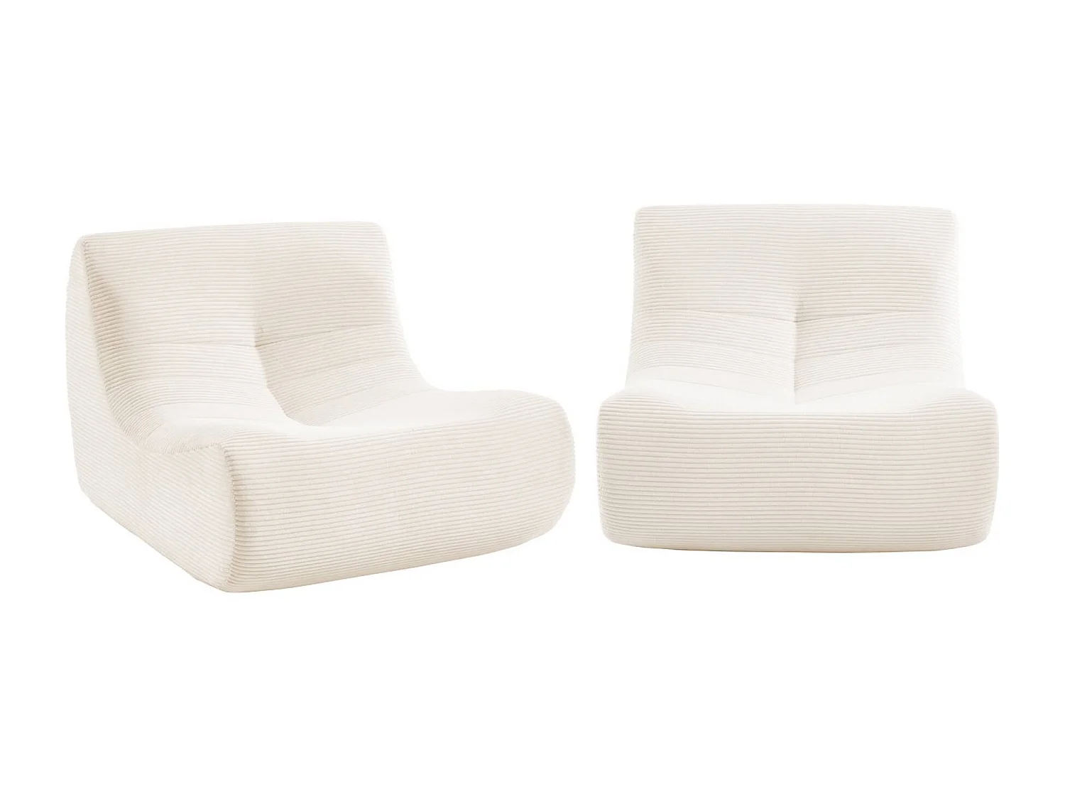 Chauffeuse velours côtelé 2 places crème L 91 x P 105 x H 72 cm - SOKOL