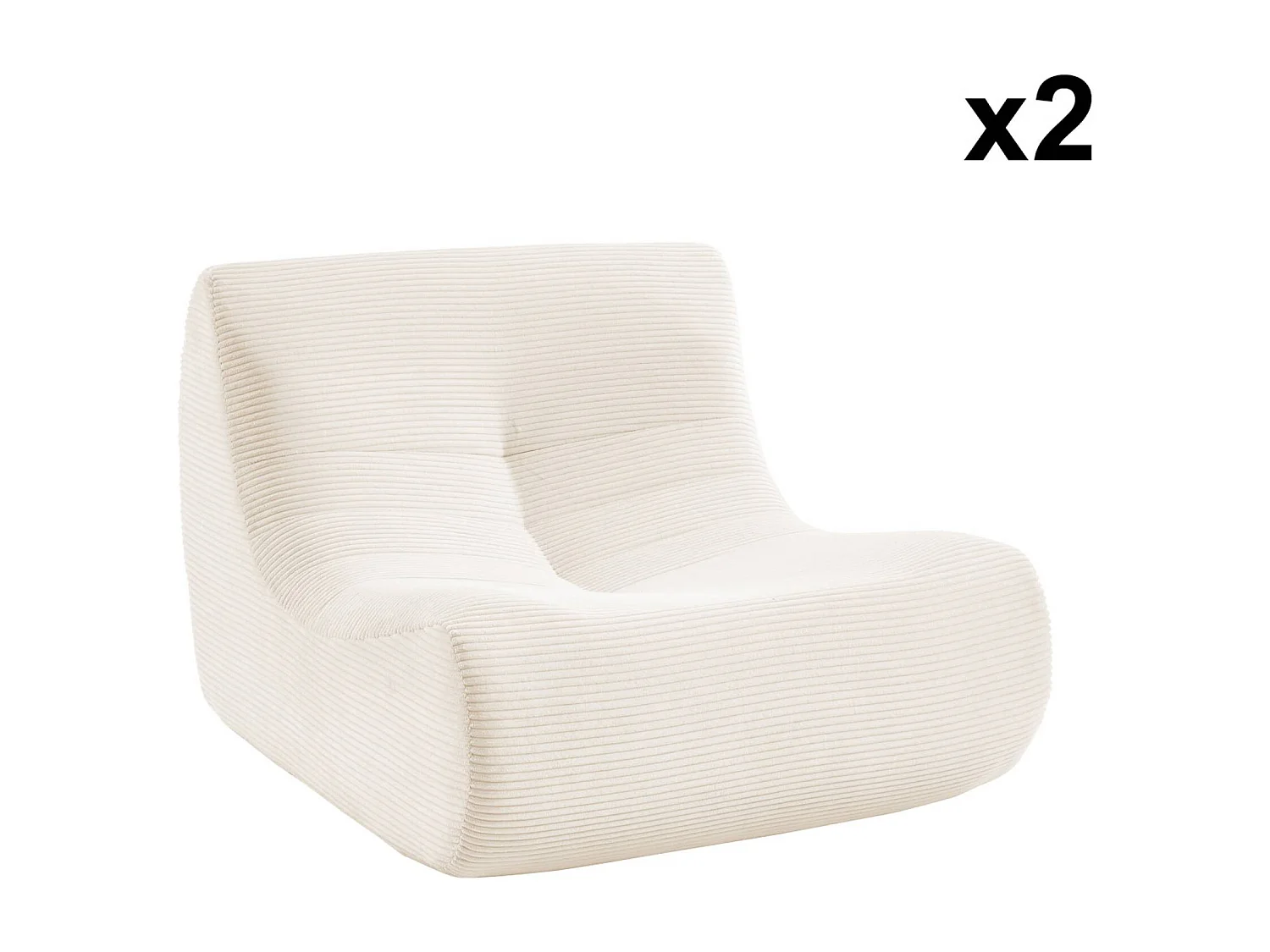 Chauffeuse velours côtelé 2 places crème L 91 x P 105 x H 72 cm - SOKOL