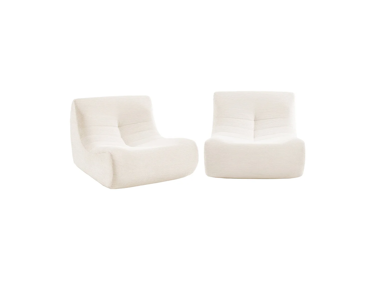 Chauffeuse velours côtelé 2 places crème L 91 x P 105 x H 72 cm - SOKOL