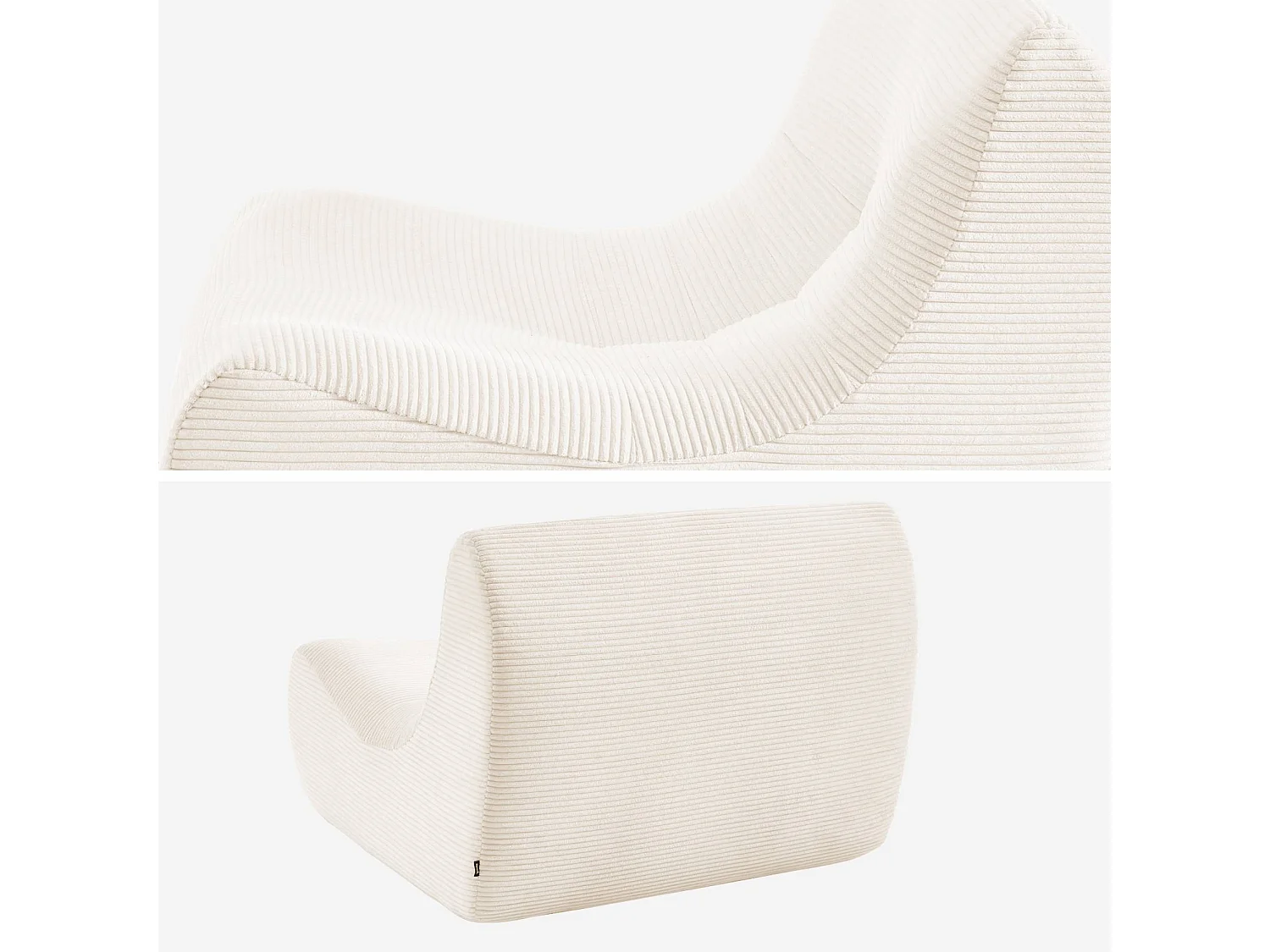 Chauffeuse velours côtelé 2 places crème L 91 x P 105 x H 72 cm - SOKOL