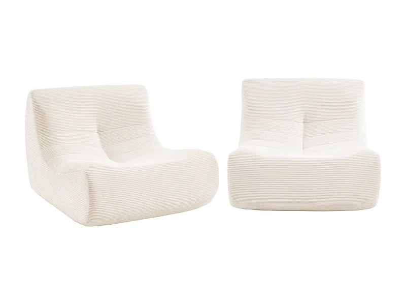 Sofá modular de pana, 2 plazas crema