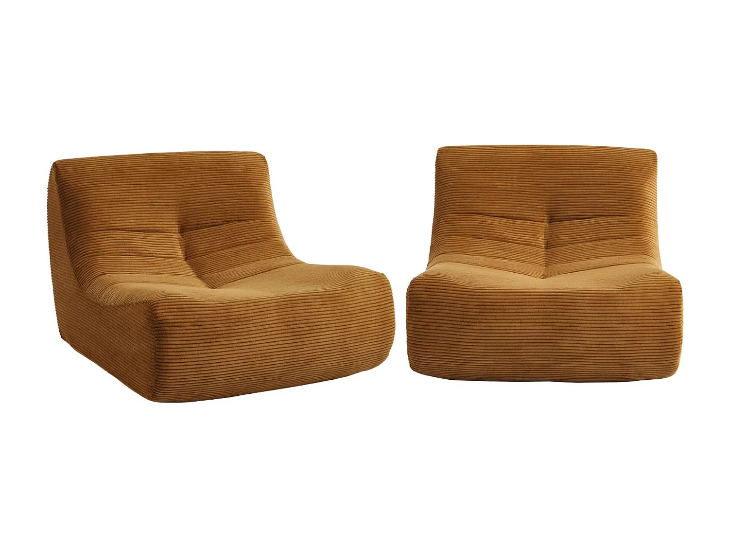 Sofá modular de pana, 2 plazas mostaza