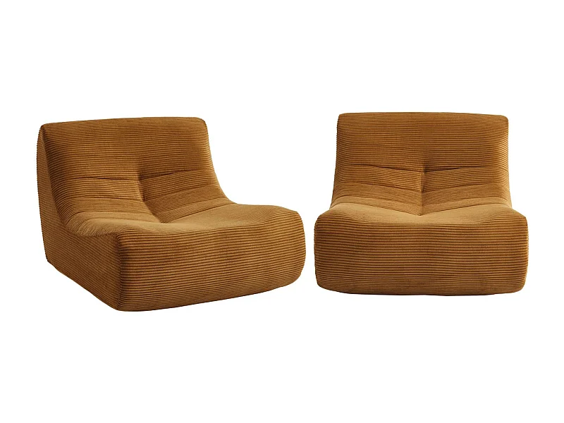 Chauffeuse velours côtelé 2 places moutarde L 91 x P 105 x H 72 cm - SOKOL