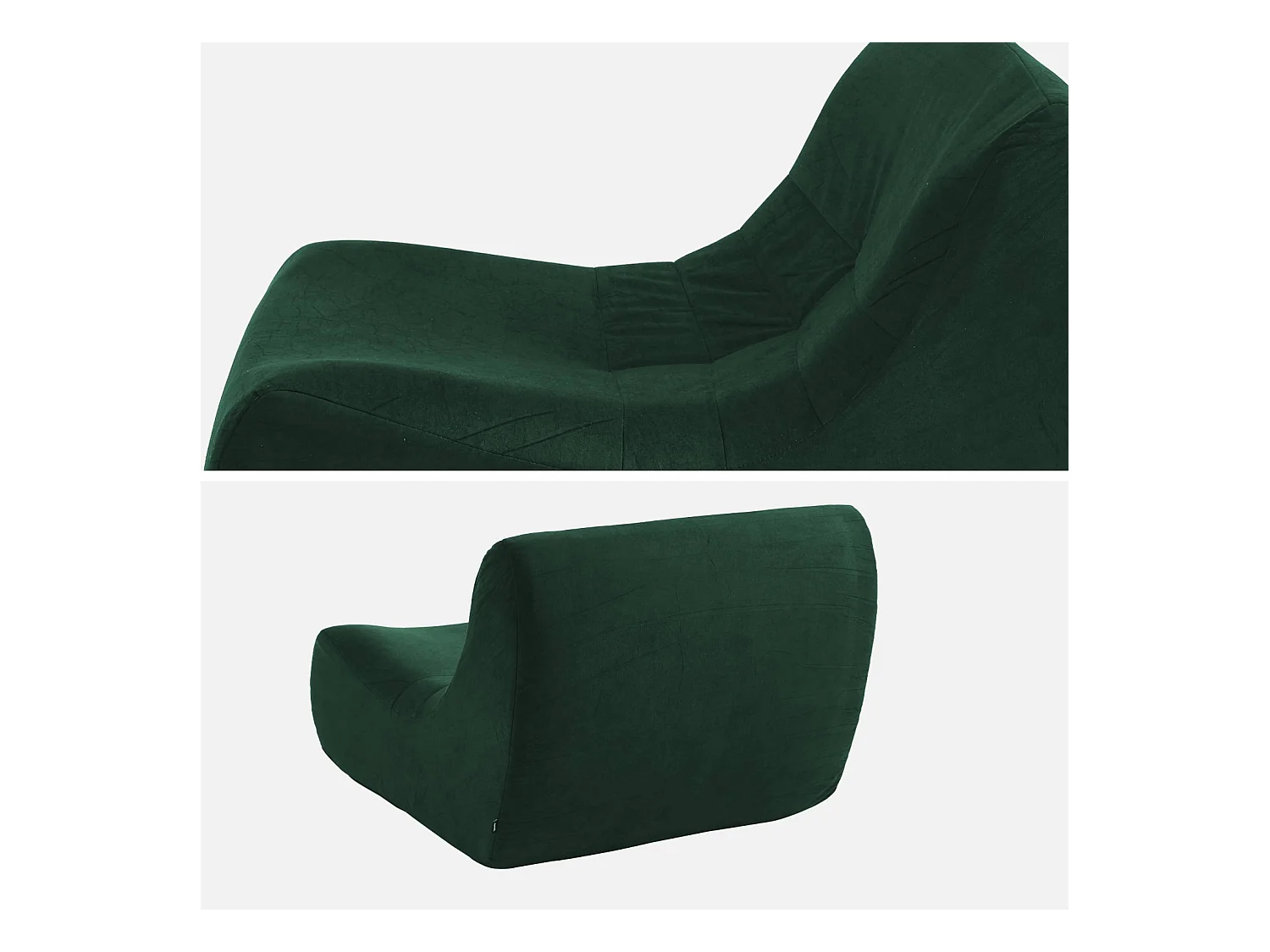Fauteuil chauffeuse en velours style contemporain 3 places vert