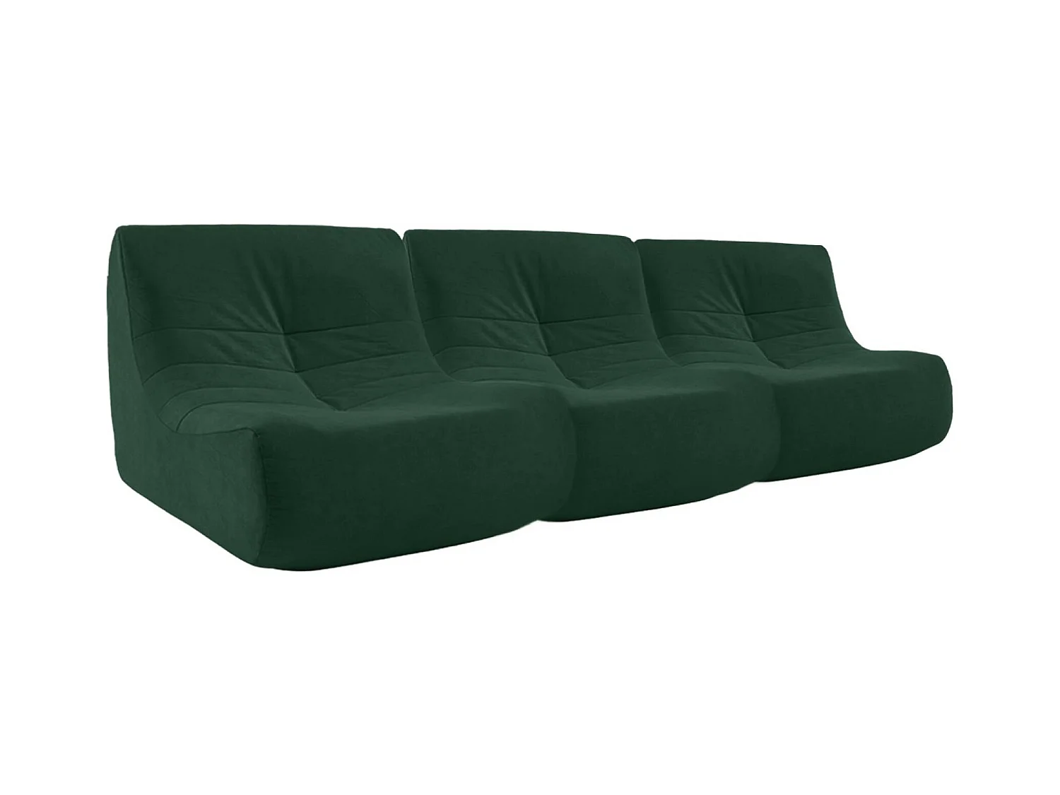 Sofá modular de terciopelo, 3 plazas verde
