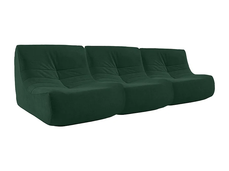 Sofá modular de terciopelo, 3 plazas verde