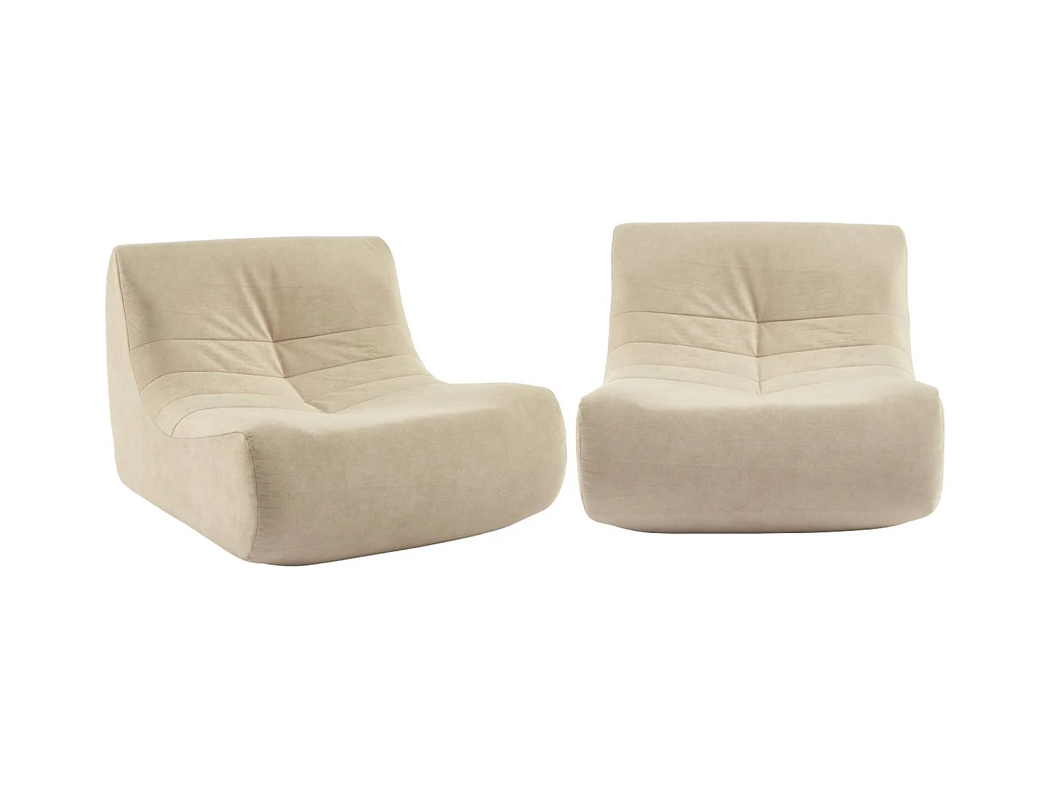 Fauteuil chauffeuse en velours style contemporain 2 places beige