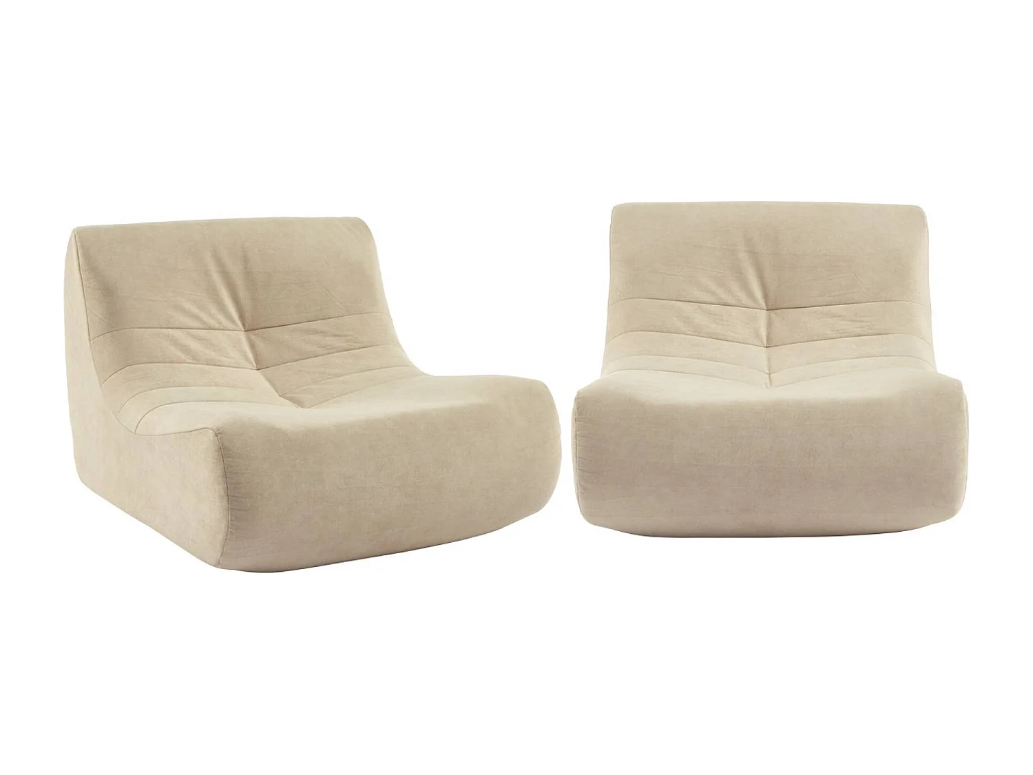 Sofá modular de terciopelo, 2 plazas beige