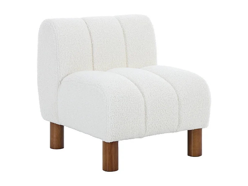 Poltrona bambino piedi arrotondati legno di hevea e bouclé, bianco