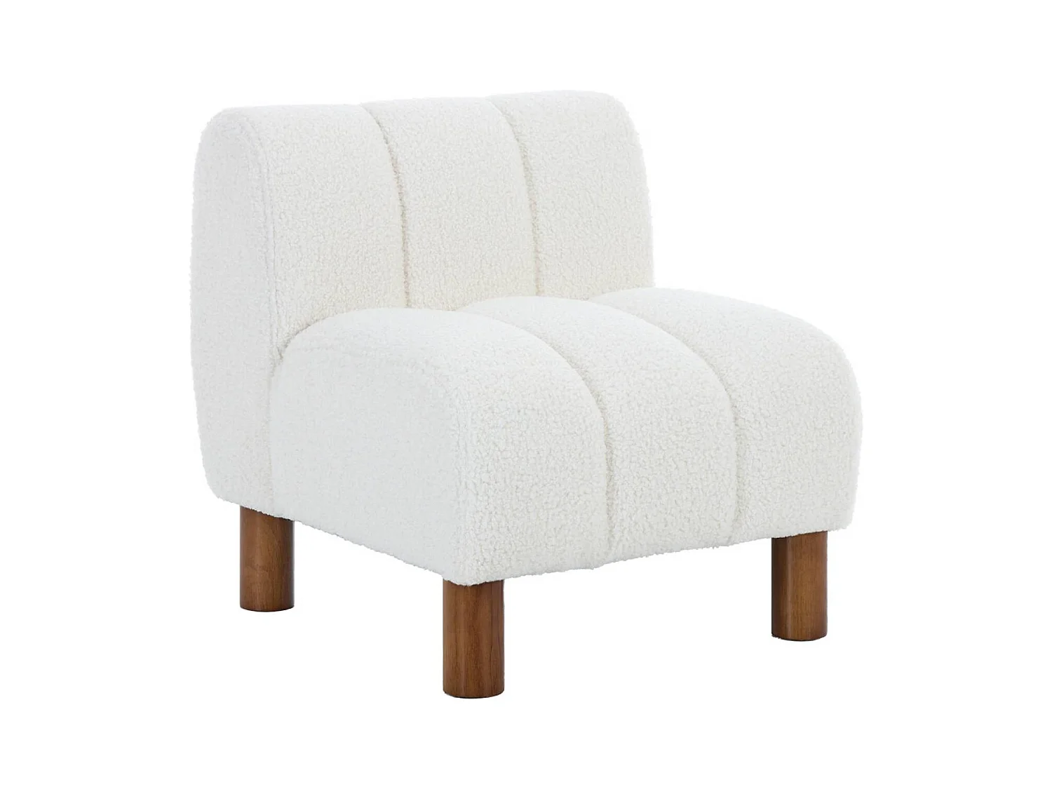 Fauteuil enfant pieds arrondis bois d'hévéa et bouclette blanche L 47 x P 56.5 x H 52.5cm - Angel