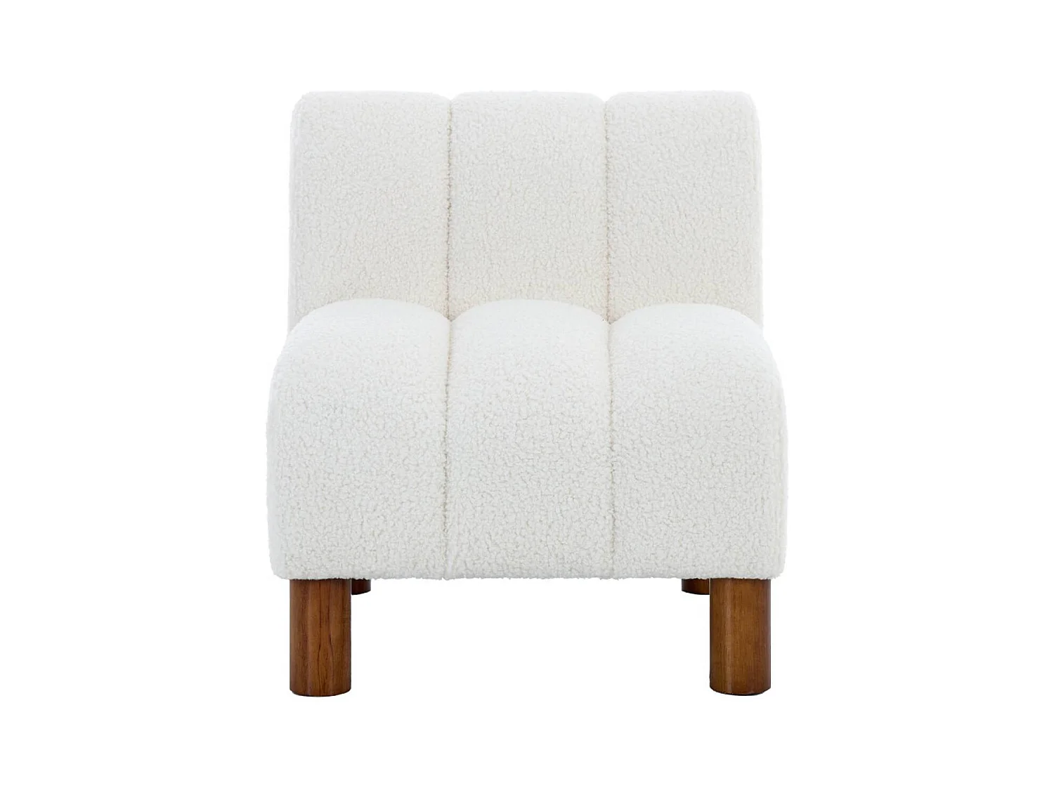 Fauteuil enfant pieds arrondis bois d'hévéa et bouclette blanche L 47 x P 56.5 x H 52.5cm - Angel