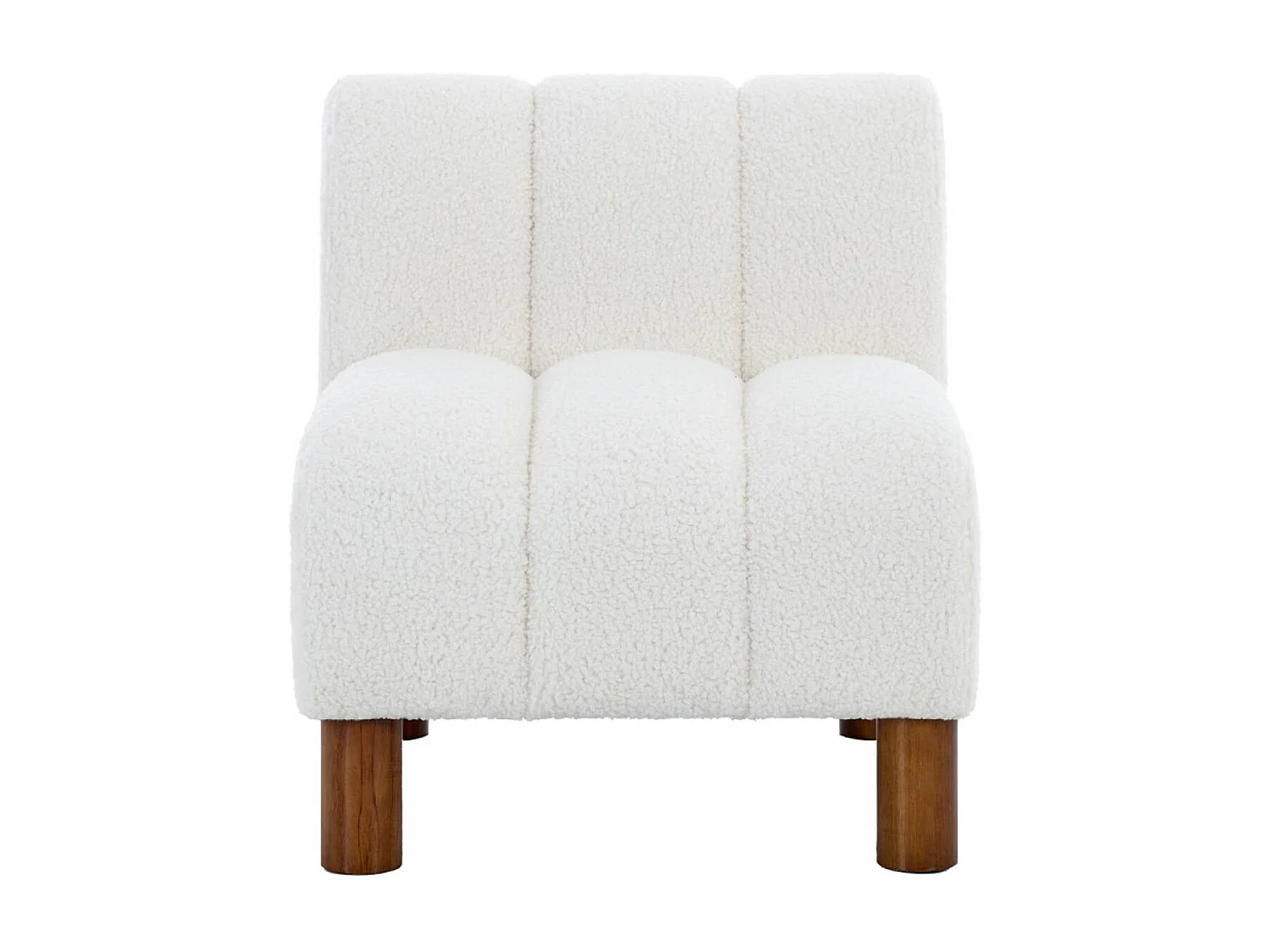 Fauteuil enfant pieds arrondis bois d'hévéa et bouclette blanche L 47 x P 56.5 x H 52.5cm - Angel