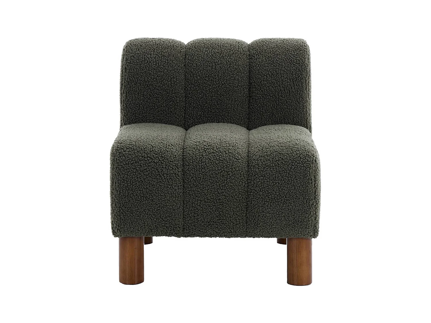 Fauteuil enfant pieds arrondis bois d'hévéa et bouclette kaki L 47 x P 56.5 x H 52.5cm - Angel