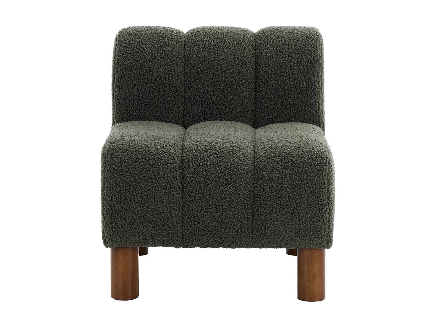 Fauteuil enfant pieds arrondis bois d'hévéa et bouclette kaki L 47 x P 56.5 x H 52.5cm - Angel