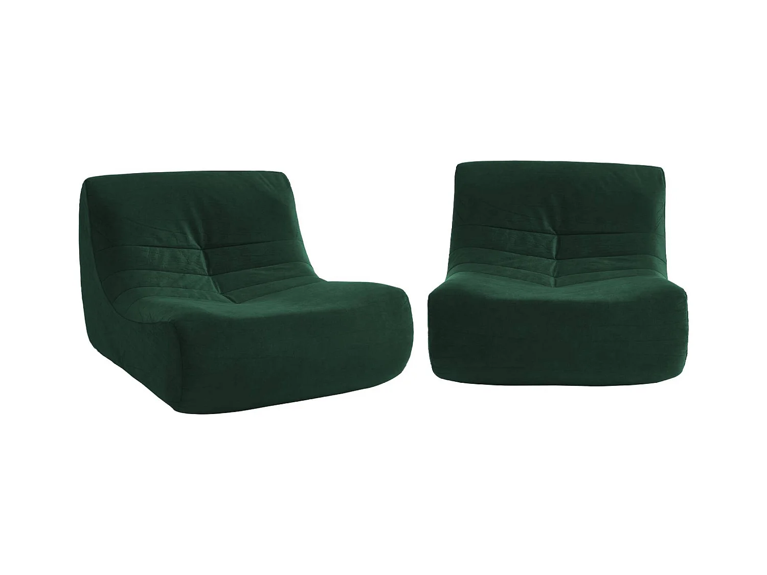 Fauteuil chauffeuse en velours style contemporain 2 places vert