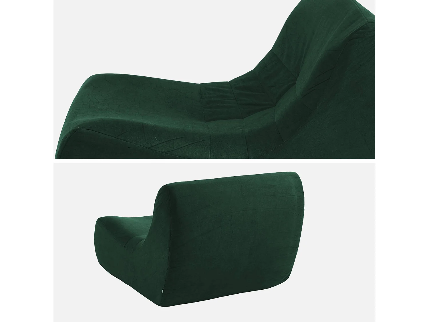 Fauteuil chauffeuse en velours style contemporain 2 places vert