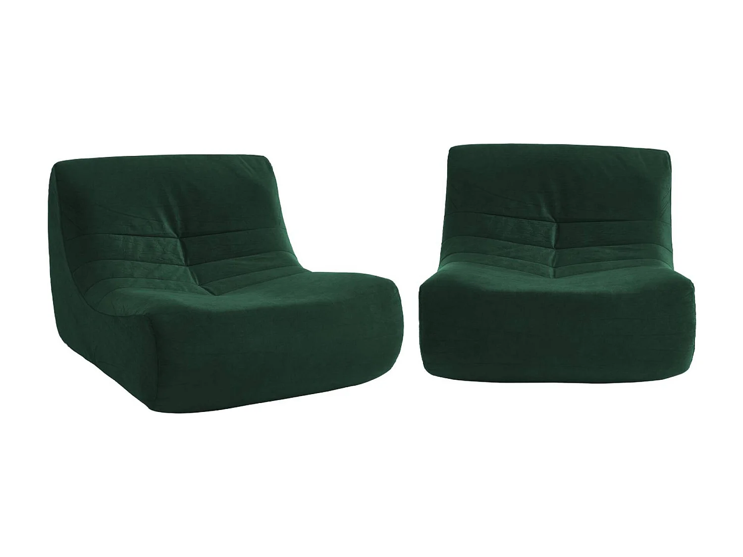 Sofá modular de terciopelo, 2 plazas verde