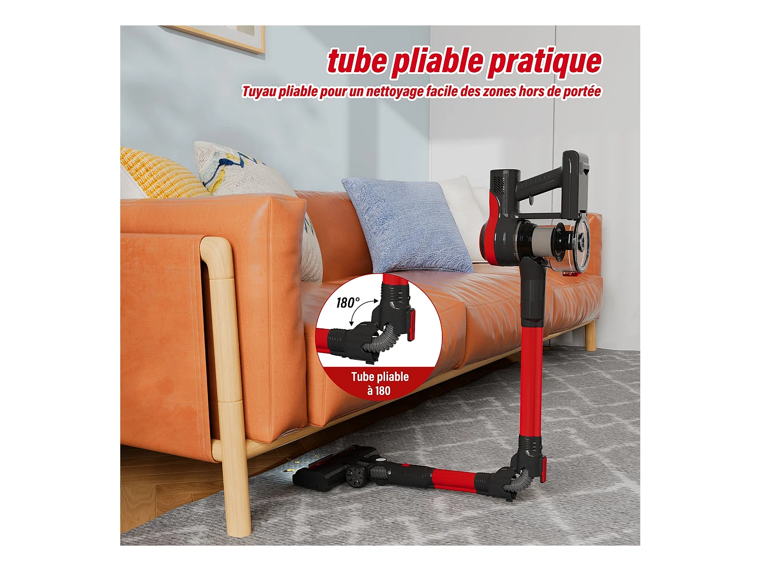 Aspirateur Balai sans Fil, 33Kpa, 320W, Noir