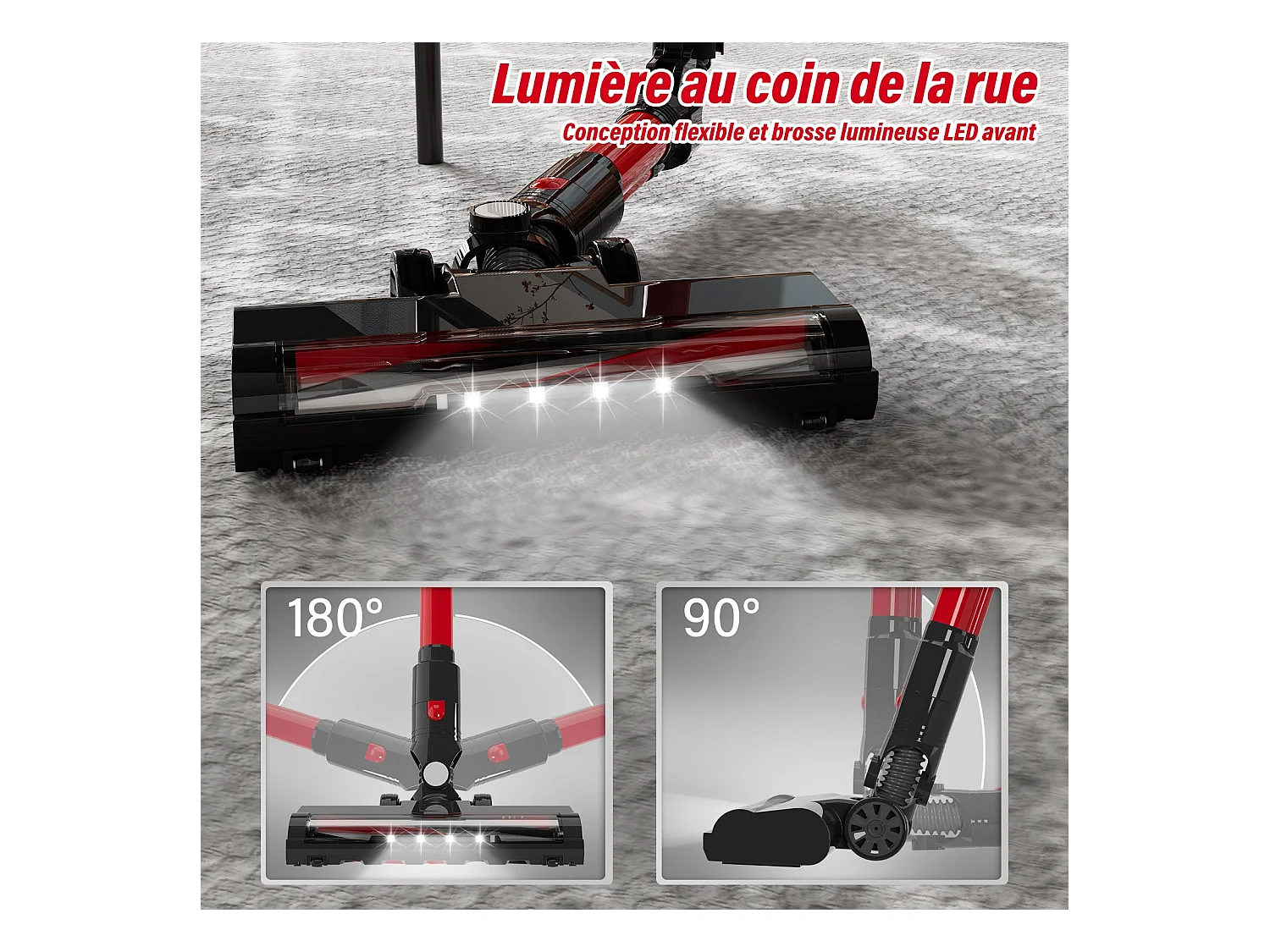 Aspirateur Balai sans Fil, 33Kpa, 320W, Noir