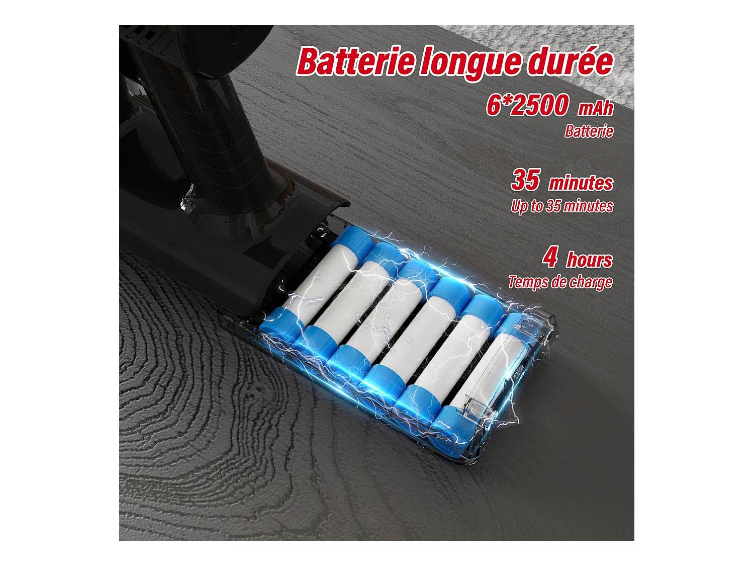 Aspirateur Balai sans Fil, 33Kpa, 320W, Noir