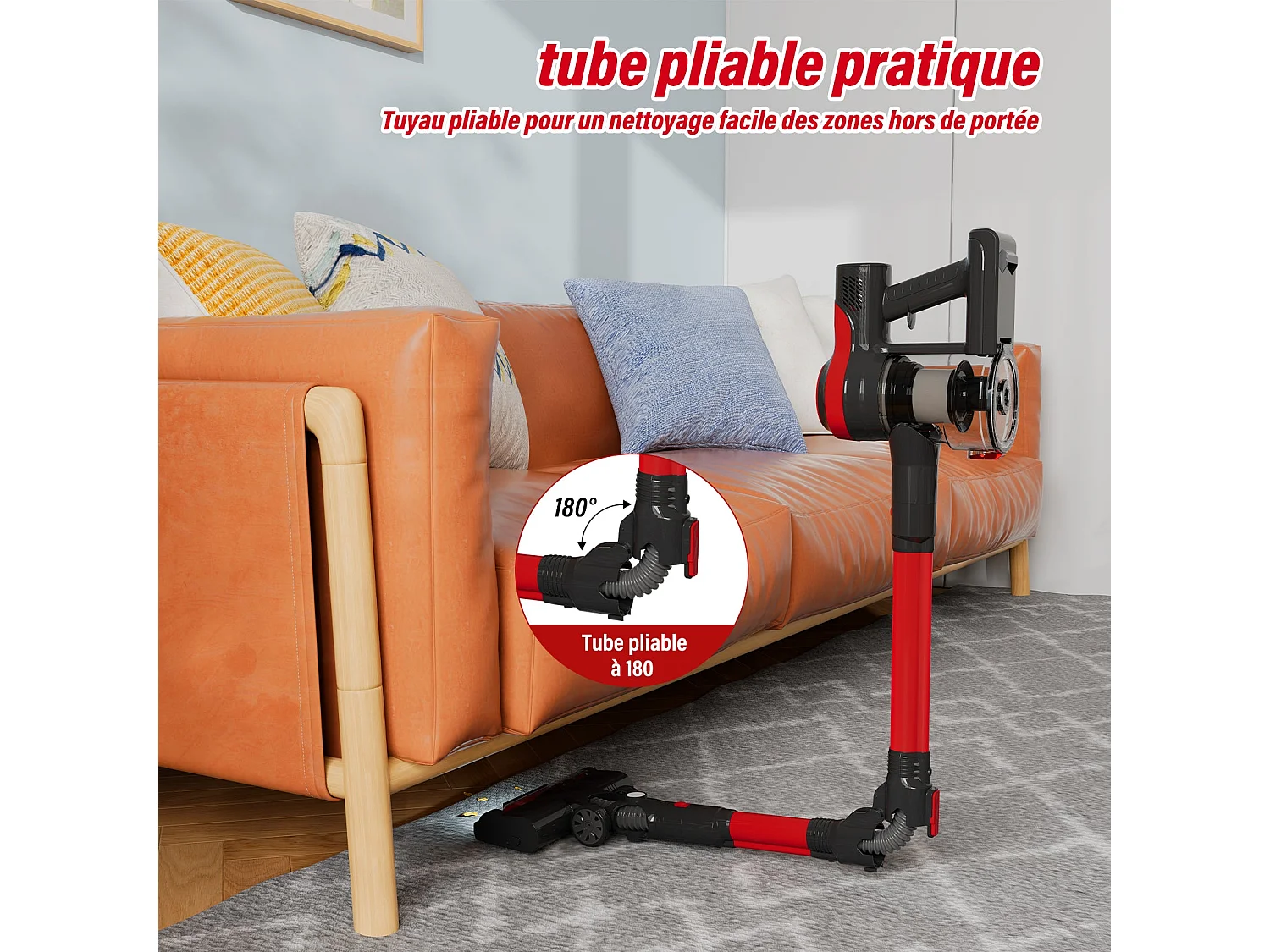 Aspirateur Balai sans Fil, 33Kpa, 320W, Noir