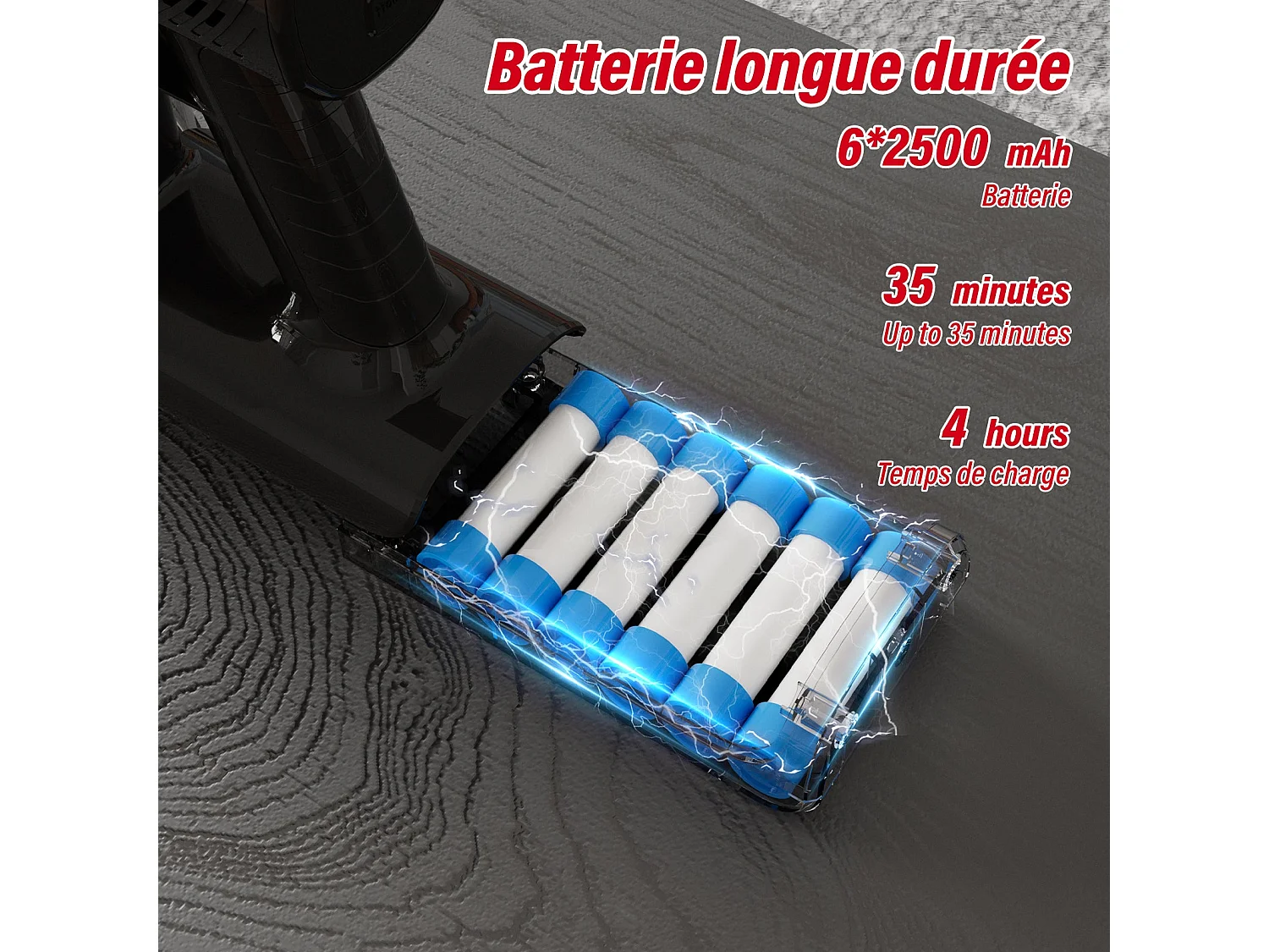 Aspirateur Balai sans Fil, 33Kpa, 320W, Noir