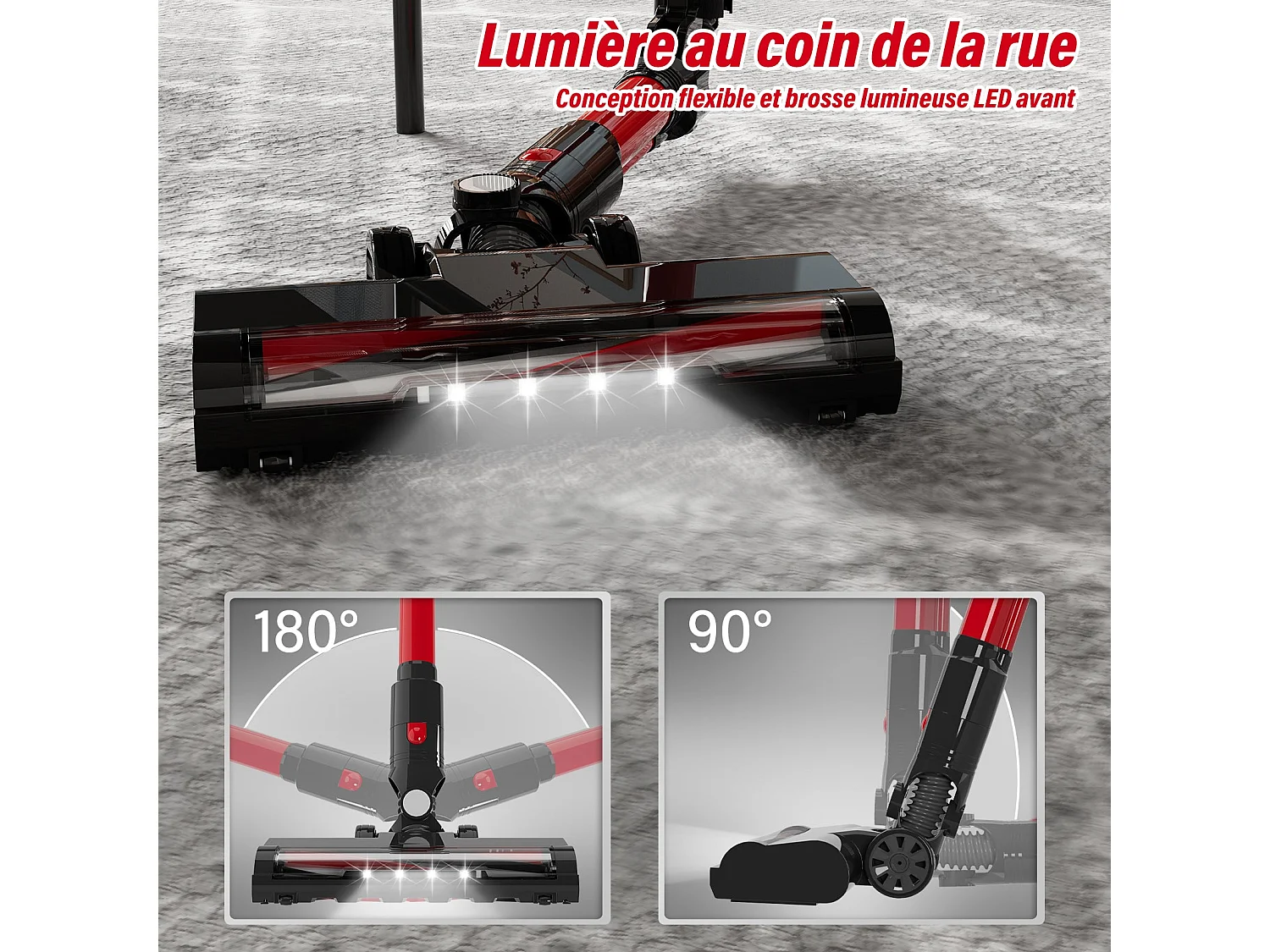 Aspirateur Balai sans Fil, 33Kpa, 320W, Noir