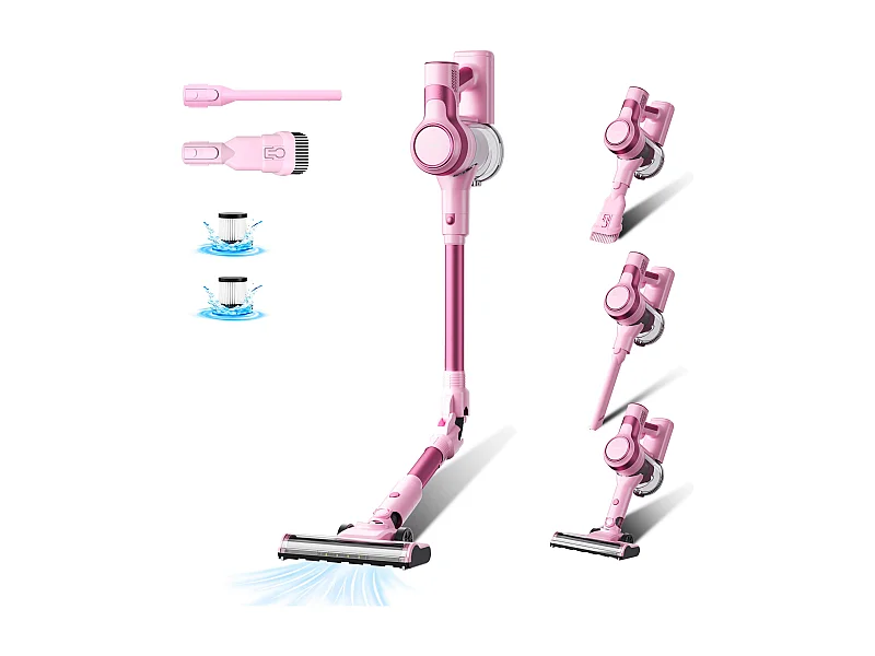 Aspirateur Balai sans Fil, 33Kpa, 320W, Rose
