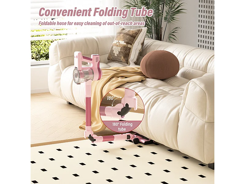 Aspirateur Balai sans Fil, 33Kpa, 320W, Rose