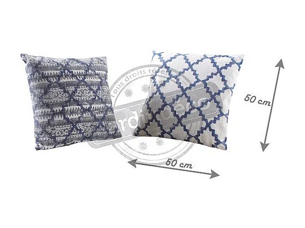 Coussin en coton déhoussable et garni 50 x 50 cm - Lot de 2