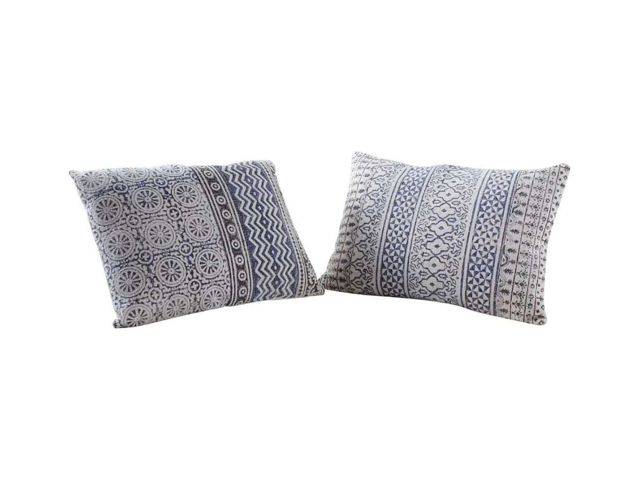 Coussin bleu et blanc en coton 50 x 50 cm - Lot de 2