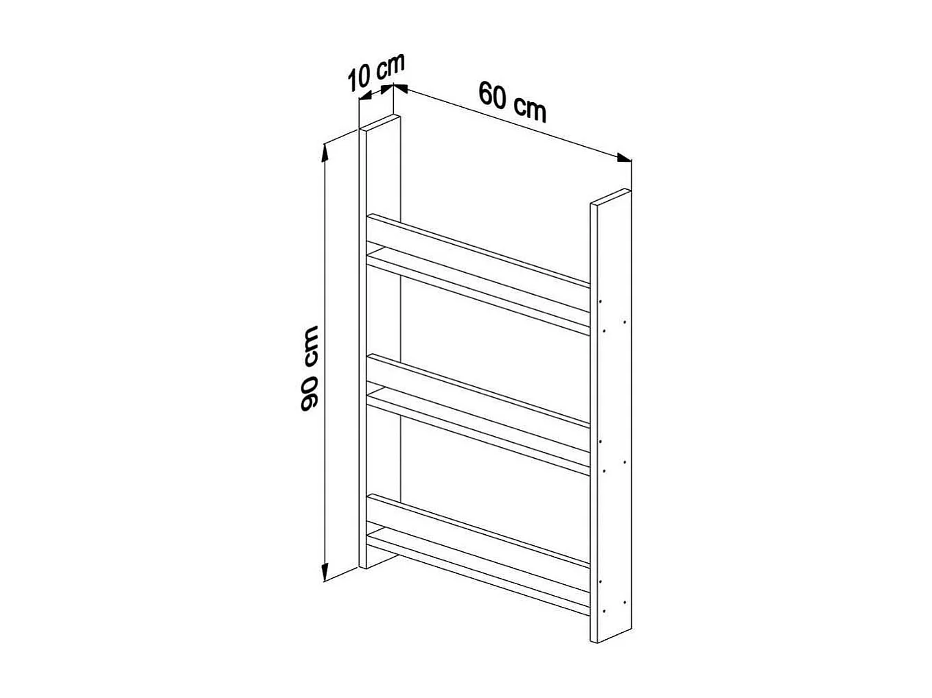 Bibliothèque murale en aggloméré Artemis 3 étagères : 60x10x90