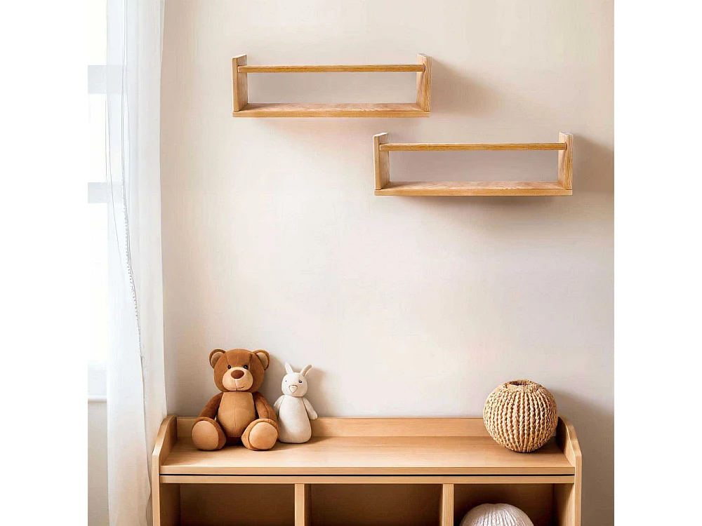 Etagère murale en pin Bly 2 étagères simples