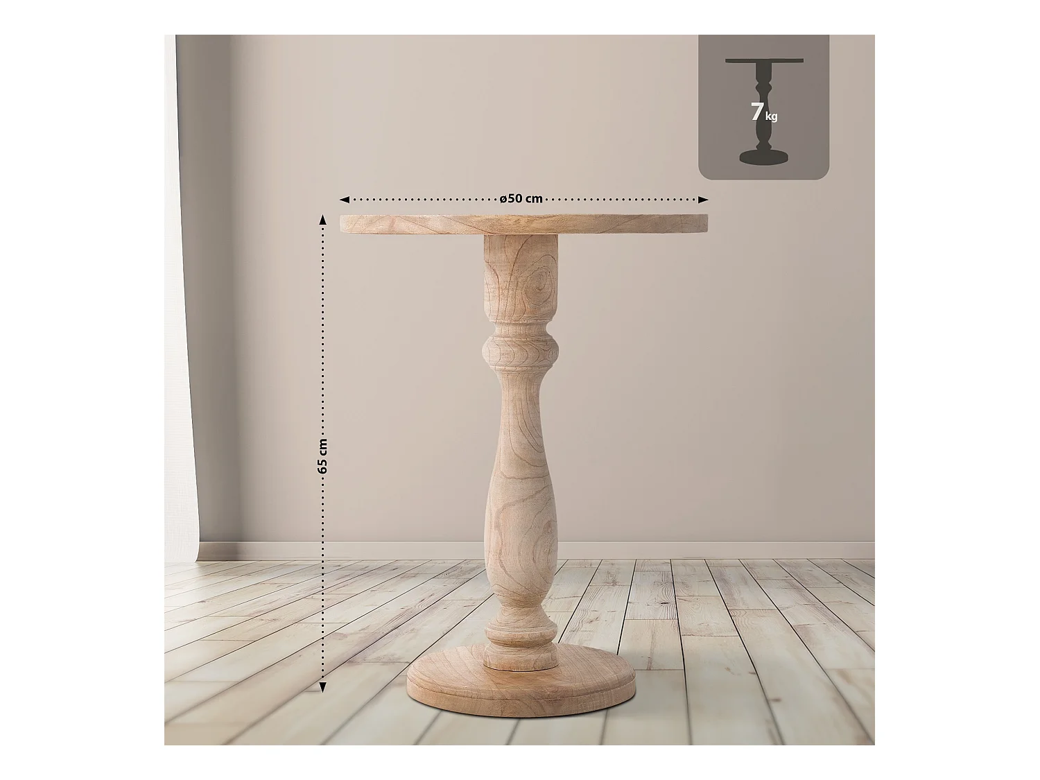 Table d'appoint - rond Ø 50 cm - Bois - Nature - Adamsville