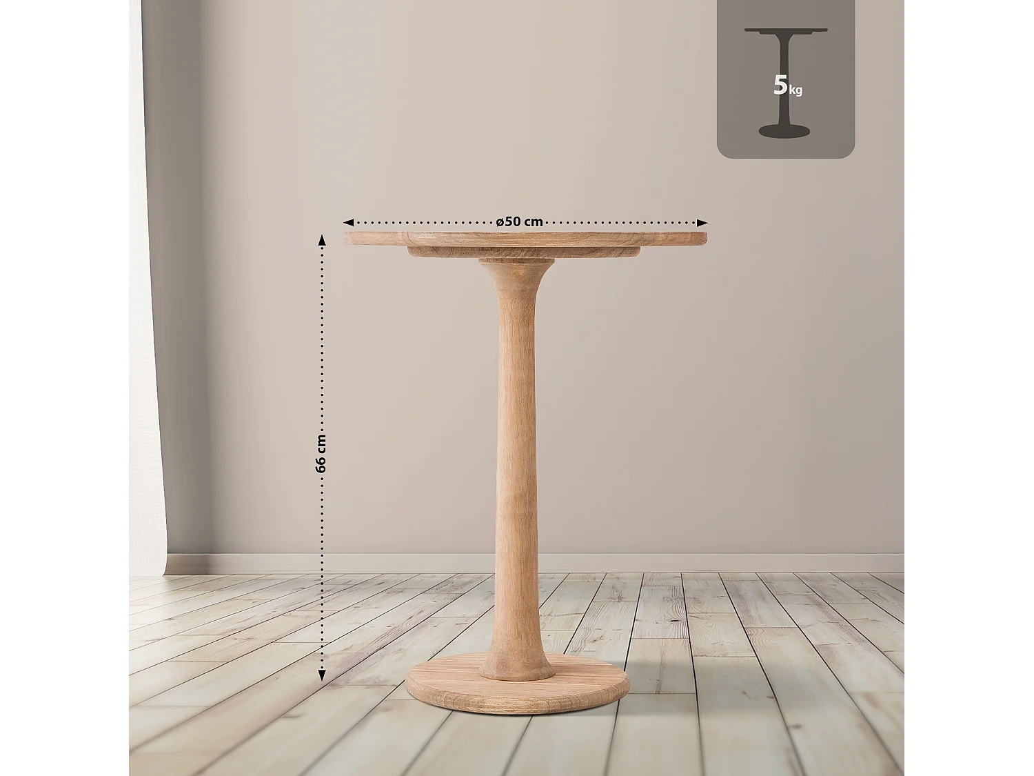 Table d'appoint - rond Ø 60 cm - Bois - Nature - Farragut