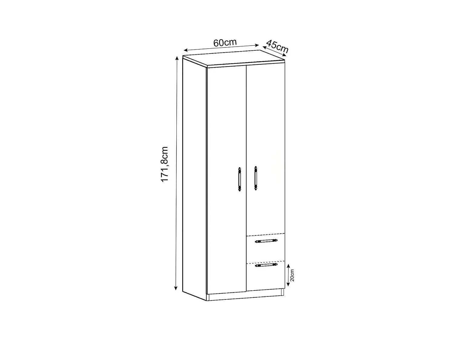 Armoire 2 portes, 2 tiroirs Merlin