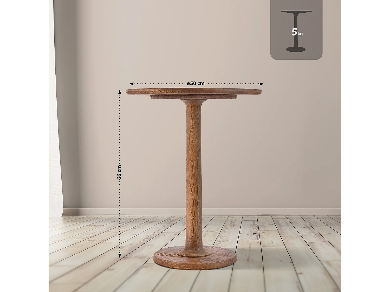 Table d'appoint - rond Ø 60 cm - Bois - Marron - Farragut